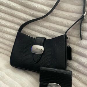 Coach Eliza Black Shoulder Bag with matching wallet